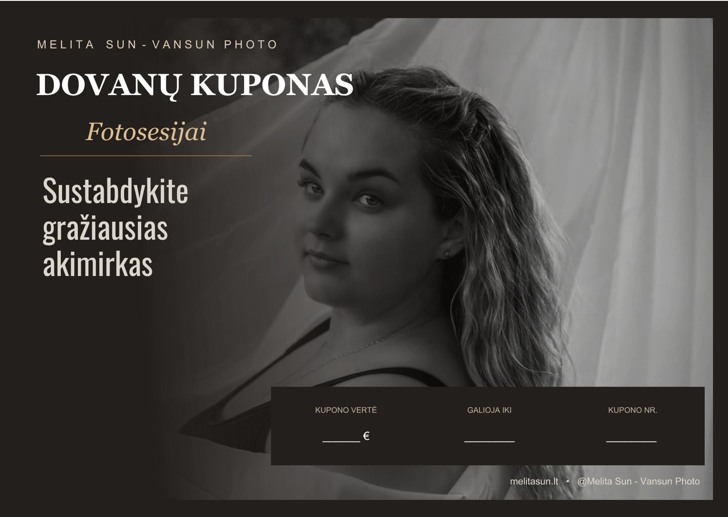 Dovanų kuponas fotosesijai – Melita Sun, Vansun Photo